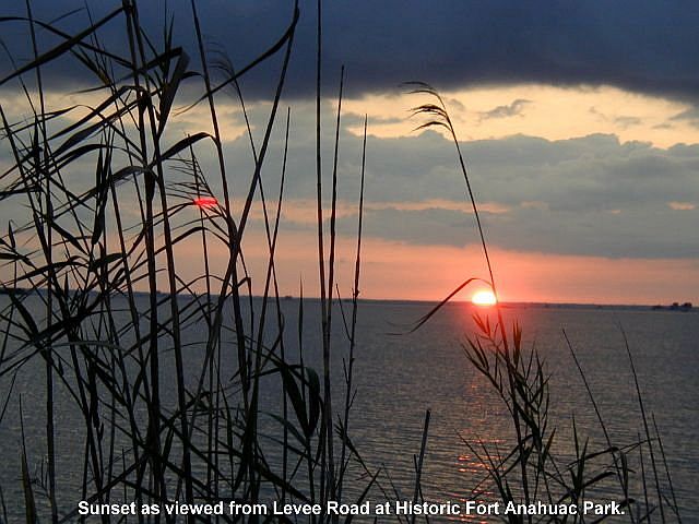 Sunset across Galveston Bay at Historic Fort Anahuac Park